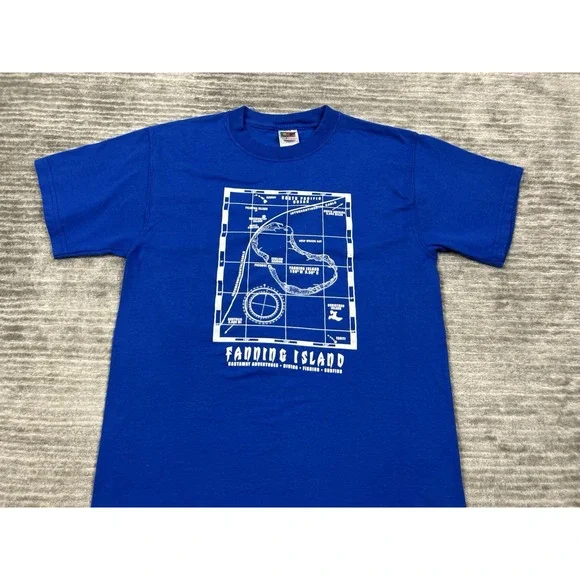 Vintage Fanning Island Shirt‎ Mens Medium Blue Short Sleeve Softeez Cotton - Picture 2 of 12